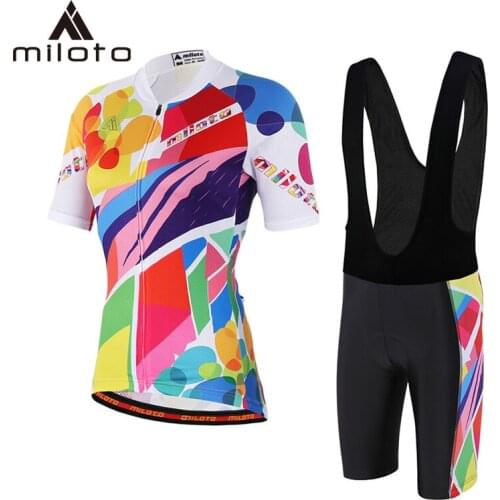 Miloto Womens Cycling Jersey Set Summer MTB Cycling Bicycle Clothing Quick-Dry Mountain Female Bike Clothes riding sport suits