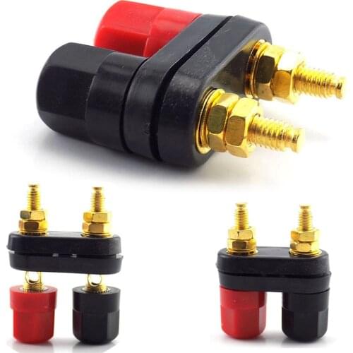 1pcs Banana Plug Connecter Gold Plate Red Black Copper Terminal Banana Plugs Binding Post in Wire Connectors 4MM for Audio Video