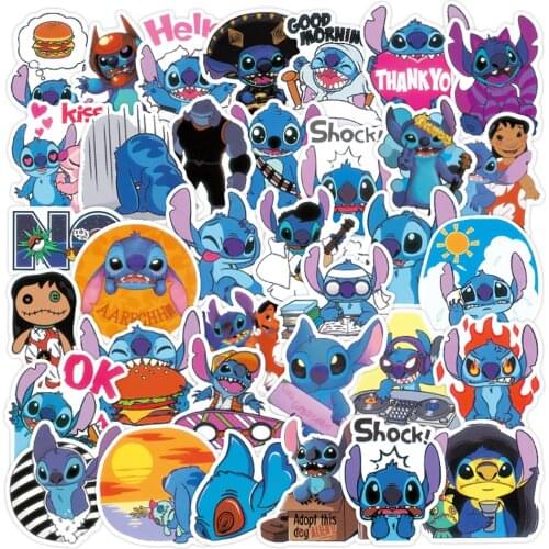 50PCS Kawaii Stitch Cartoon Stickers DIY Fridge Skateboard Guitar Laptop Waterproof Graffiti Sticker Classci Toy for Kid Gift