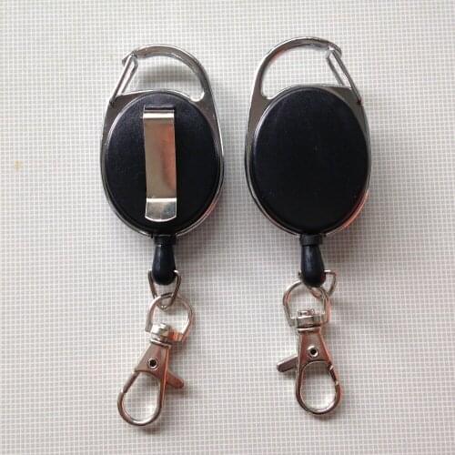 1000 pcs Retractable Pull Key Ring Chain Reel ID Lanyard Name Tag Card Badge Holder Reel Recoil Belt Key Ring Clip lin4105