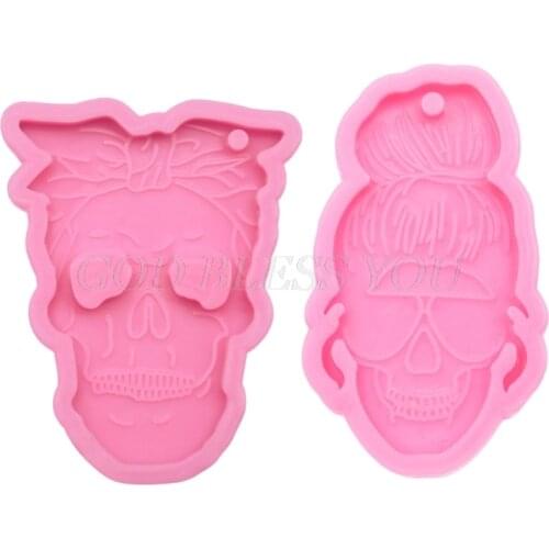 2Pcs Skull Men Women Style Keychain Epoxy Resin Mold Key Chain Earrings Pendants Silicone Mould DIY Crafts Jewelry Tools