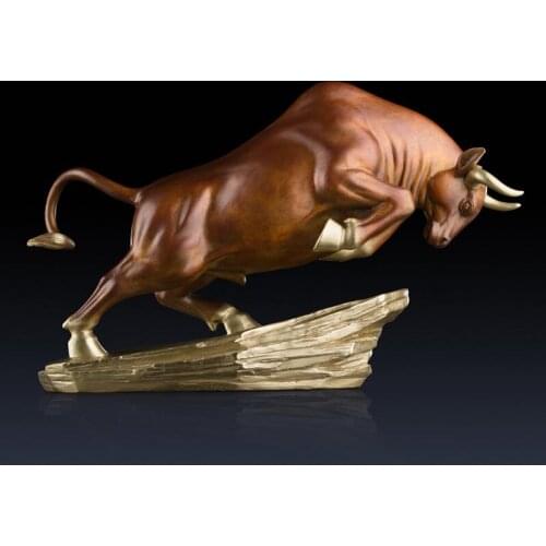 36 cm Chinese zodiac Art Deco Pure Brass cattle Ox Oxen bull decorate sculpture Decoration Home Furnishings Gift Statue