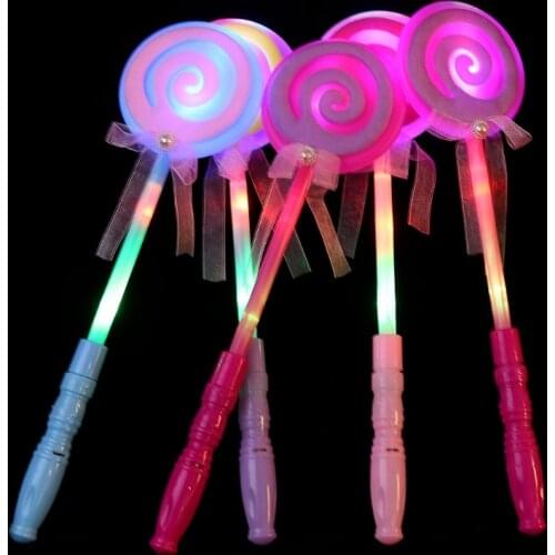 57EE LED Lollipop Fairy Princess Wand Flash Light Glow Stick Party Supplies Lamp Toys