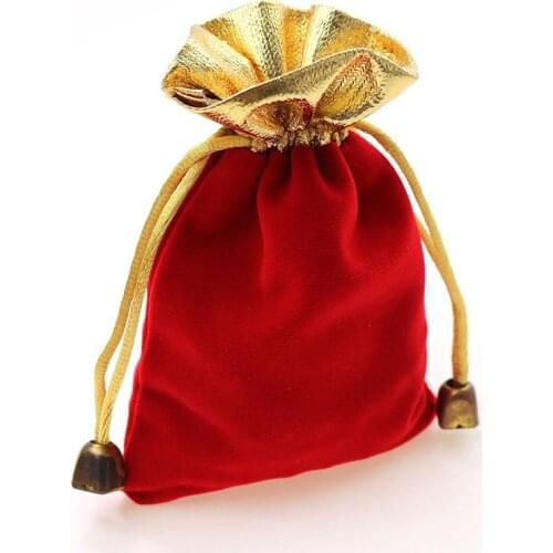 7*9cm 50pcs Phnom Penh Red Jewelry Velvet Bags For Packing Gifts Handmade Diy Women Jewellery Pouches Flannel Bag Drawstring