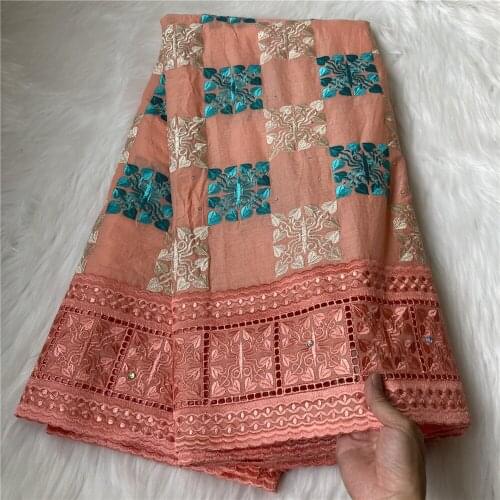 African 100% Cotton Lace Fabrics Latest Embroidery Design Nigerian Lace Fabrics 5 Yards/pcs For Decoration A132