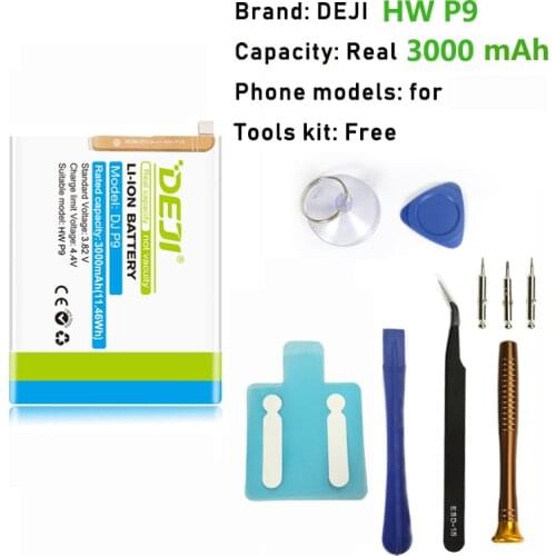 DEJI For Huawei P9 Battery HWP10 G9 mate 8 9 10 zero cycle Real Capacity Internal Bateria Replacement Batarya With Free Tool Kit