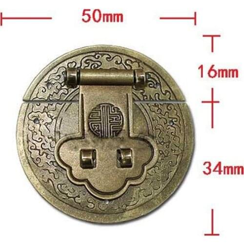 Antique Chinese Furniture Hardware Brass Flower Handle Lock Hasp Jewelry Wooden Box Locking Buckle Hasp Lock Latch for Furniture