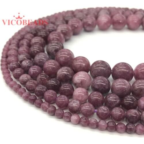Natural Stone Beads Lepidolite Round Loose Beads For Jewelry Making 4/6/8/10mm 15.5inches DIY Bracelet