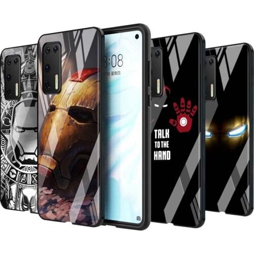 Tempered Glass Cover Shell Luxury Marvel Iron Man Mech For Huawei P40 P30 P20 P10 Pro Plus Lite 5G 2019 Phone Case