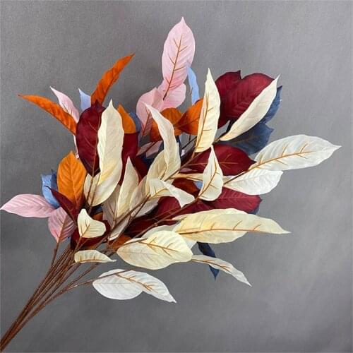 98CM Wedding Decoration Simulation Leaves High Branches Persimmon Leaf Home Decoration Photography Props Plastic Fake Flowers