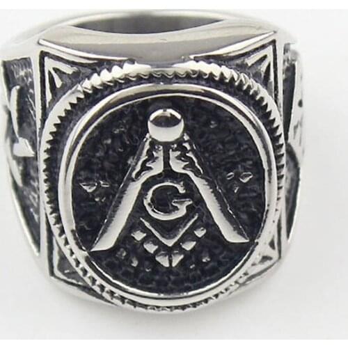 Mens Silver color Oval Freemason Templar Masonic Ring Mens Jewelry