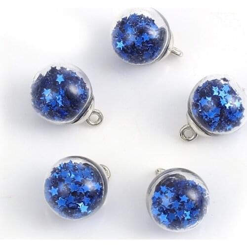 DoreenBeads Transparent Ball Charms Pendant Glass Bubble Pentagram Star Sequins Jewelry Making 21mm( 7/8") x 16mm( 5/8"), 20 PCs