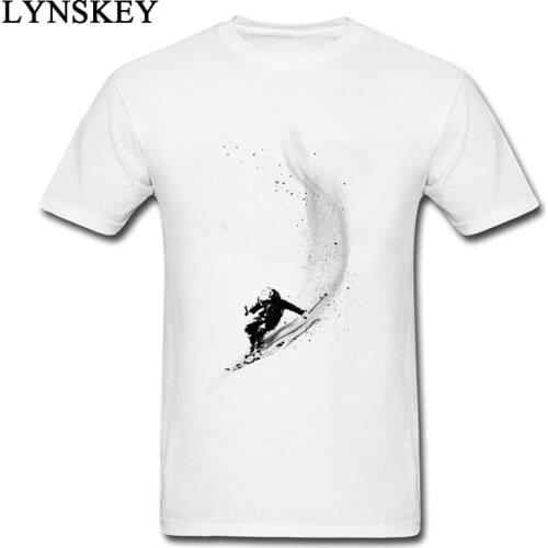 The Skier T Shirts 2017 Autumn Winter Popular Mens Tops Tees 100% Cotton Round Neck Tee Shirts Cool Men
