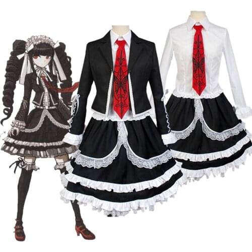 Anime Danganronpa costumes Celestia Ludenberg uniforms Costume for Woman Halloween Carnival Wig Party Fancy Dress