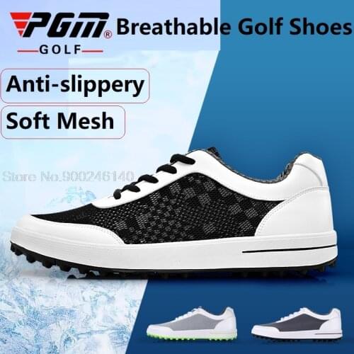 Pgm Golf Shoes Men Breathable Ultra-Light Mesh Sneakers Sport Training Non-Slip Shoes Spikes Comfortable Golf Shoes Size