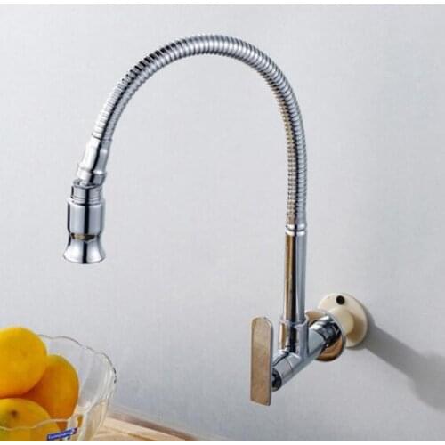 Kitchen Solid Brass Wall Mounted Universal water basin Single Cold Faucet Single Hole Water Tap 360 Rotated basin Faucet