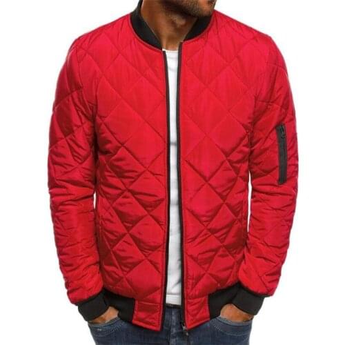 Spring Autumn Trend Small Cotton Padded Jacket Fashion Sports Leisure Mens Solid Color Cotton Coats Top Diamond Lattice Sewing