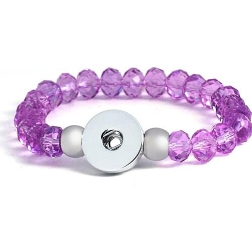 Hot Sale Bracelet&bangles 8mm Crystal Beads High Quality Snap Buttons Jewelry Single (fit 18mm 20mm Snap) By001