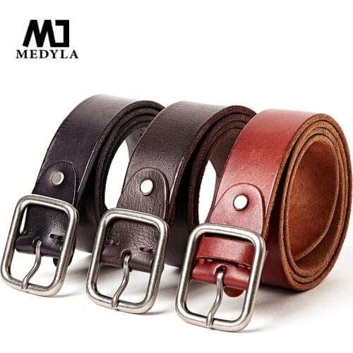 MEDYLA top natural Men Belts Luxury Designer Top Layer Quality Genuine Leather Belt Man Cow Skin Strap Jeans Girdle for Male
