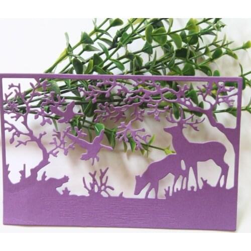 2021 New Rectangle Frame Forest Tree Deer Metal Cutting Dies Stencil For Scrapbooking Photo Album Decor Embossing Paper Card