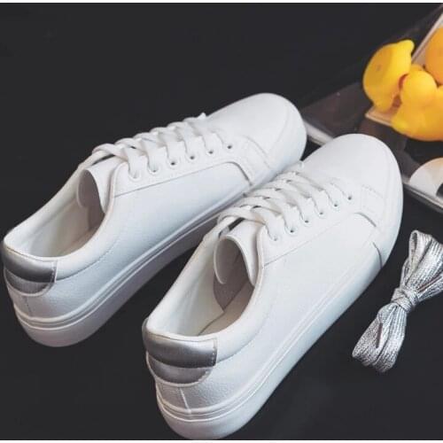 Fashion Shoes Womens Vulcanize Shoes Spring New Casual Classic Solid Color PU Leather Shoes Women Casual White Shoes Sneakers