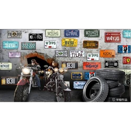 Custom mural 3d photo wallpaper Retro European and American car license plates living room wallpaper for wall 3 d in rolls