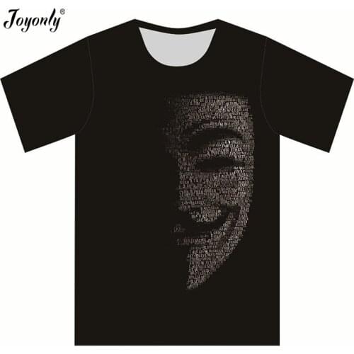 Joyonly New Black Color T shirt Boy/Girl 3d T-shirt Hip Hop Mask Brand Tees 2018 Summer Children Cool Tops Fit 4-20 Years Old