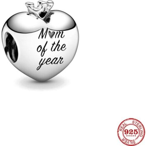 New Original Silver Color Mom Of The Year Bead Fit European Pandora Charms Bracelet Bangles Diy Jewelry P312