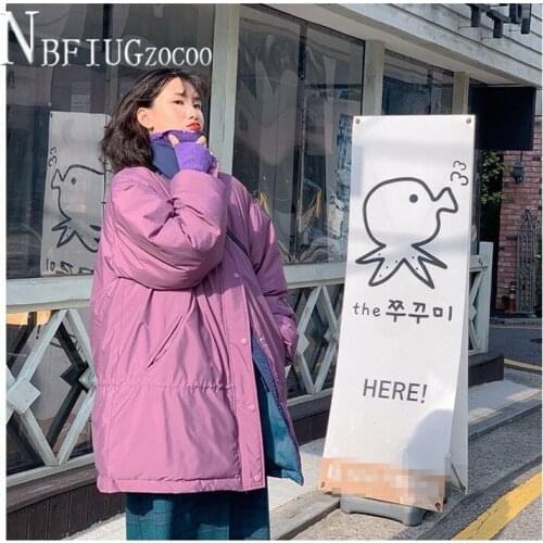 Two Sided Can Wear Purple Color Women Parkas S-2XL Fashion Warm Female Outwear