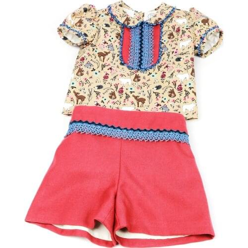 My daughter and I set baby shirt and pants (18 to 24 months)-Whisper collection-handmade