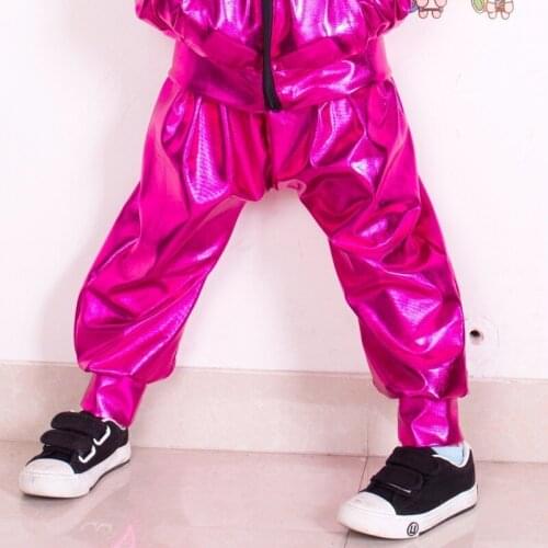 New Fashion Kids Harem Hip Hop Dance Pants Childrens Clothing Sweatpants Performance Costumes Baby sports Rose Red trousers