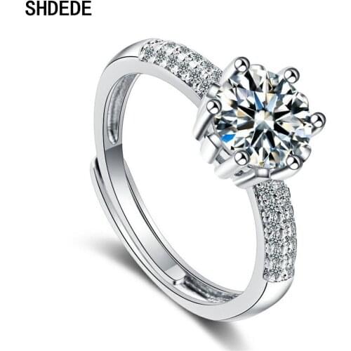 SHDEDE 925 Silver Fashion Engagement Rings for Women Wedding Female Jewerly Embellished With Crystals From Swarovski -X374