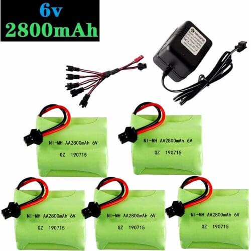 T Model ) 6v 2800mah NiMH Battery + 6v Charger For Rc toys Cars Tank Robots Boats Guns AA 2400mah 6v Rechargeable Battery Pack