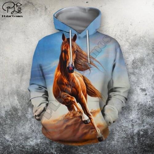 PLstar Cosmos Beautiful Colorful Horse 3D Printed Hoodies Sweatshirts Zip Hooded For Men And Women Casual Streetwear Style-D9