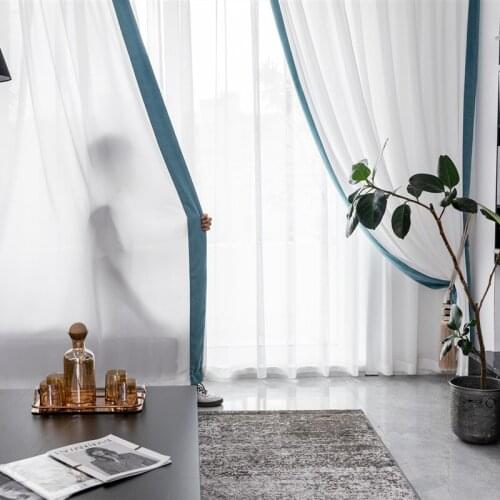Customized White Voile Tulle Curtains with Rim Luxury Modern Curtains for Living Room The Bedroom Modern Voile Organza Curtains