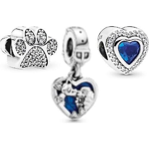 2020 Winter New Ladies And Tramps, Paws, Blue Heart-shaped Charms, High-quality Jewelry, The Best Christmas Gift For Girlfriend