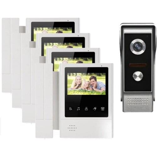 XinSiLu Quality IntercomDoorbell Home Security Video System Touch Key LCD Color Monitor 4.3" Video Door Phone Night Version 1V4