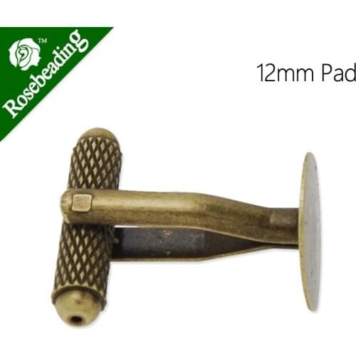 Cufflink Blanks with a 12mm Pad,Brass filled,Antique Bronze plated,20pcs/lot-C4697
