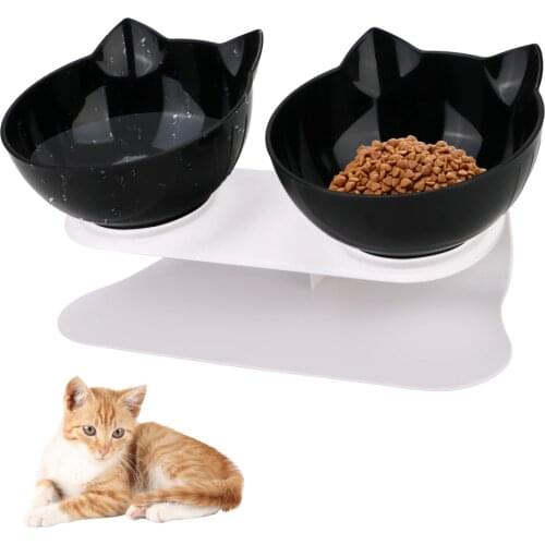 Protection Cervical Cat Bowl Dog Bowl With Raised Stand Durable Double Bowls Pet Supplies Non-slip Pet Food Water Feeder