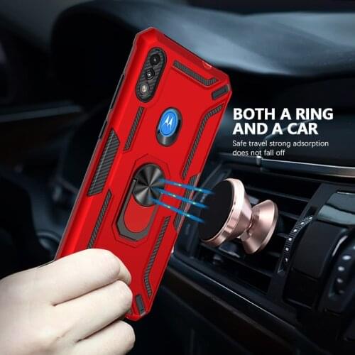 Mobile Phone Porotective Cover with 360 Rotation Magnetic Finger Ring Holder Multifunctional TPU Phone Case Fit For Moto E6i