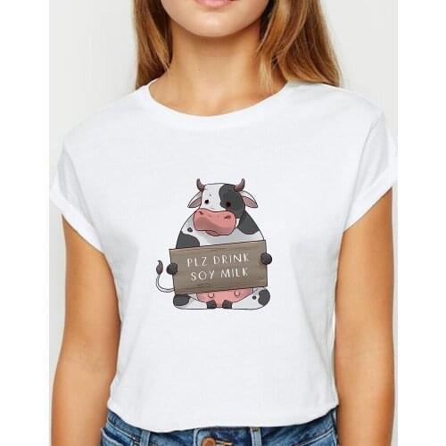 Plus Size Vegetarian Plz Drink Soy Milk T shirt Women vestidos Spring Summer Tshirt Easy Matching Top Tee White O-Neck T-shirts