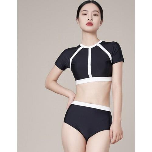 Julysand Women Two-Piece Swimsuit Sexy Short Sleeve High Waist Sports Rashguard UPF50+ Lady High Quality Bathing Suit