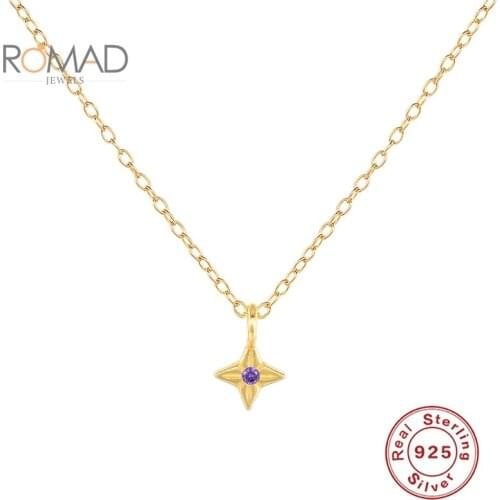 ROAMD Women Blue Purple Clavicle Sliver Necklace All-match 925 Sterling Silver Necklace Charms Fashion Jewelry Bijoux Femme