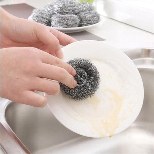 1Pcs Kitchen Stainless Steel Wire Ball Cleaner Stubborn Stains Cleaning Ball Kitchen Supplies Dishes Pan Cleaning Brush