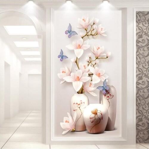 Custom HD Photo 3D Wallpaper Flower Murals flowers entrance hallway 3d wallpaper Wall paper Home Decor Kitchen Living Room