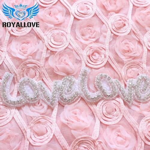 5yards) Wholesale Hot Fix Iron On Crystal Sliver Bridal Beaded Rhinestone LOVE Applique Trim DIY Craft Hair Accessories Motif