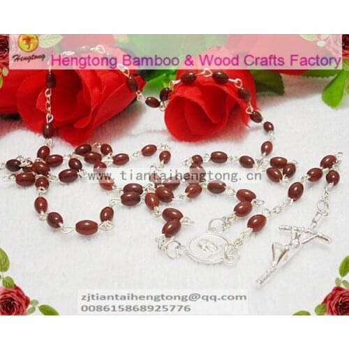 Free shipping 6pcs/set 6*4mm oval brown glass bead rosary,cute glass rosary,mini rosary necklace special offer