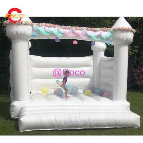 Free shipping to door,13x13ft 4x4m Romantic wedding inflatable castle outdoor white jumping house for photo take playground