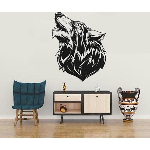 Large Wolf Head Tribal Animal Wall Sticker Living Room Kids Room Jungle Animal Wolf Wall Decal Bedroom Home Vinyl Decor M362