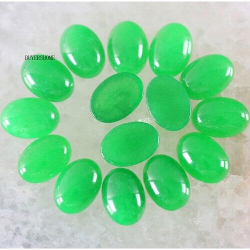 BUYERSHOME 5Pcs 15x20MM Natural Stone Green Jad No Drilled Hole Oval Cabochon CAB Bead For DIY Jewelry Making Ring K1508